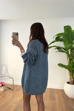 Vilveda Mavi Oversize Triko Hırka