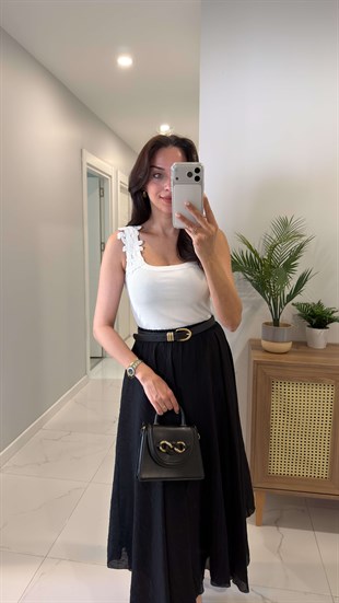 Vinlod Açık Ekru Omuzdan Dantelli Atlet