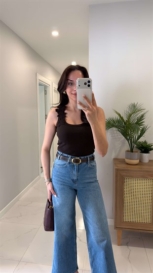 Vinlod Kahve Omuzdan Dantelli Atlet