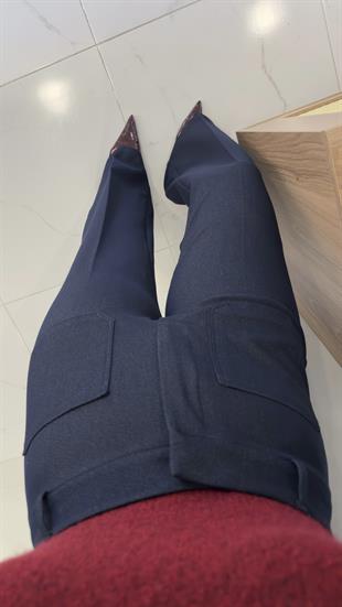 Viotta Dark Blue Ön Cep Detaylı Pantolon