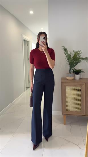 Viotta Dark Blue Ön Cep Detaylı Pantolon