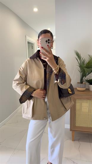 Virena Camel Kadife Yaka Cepli Ceket