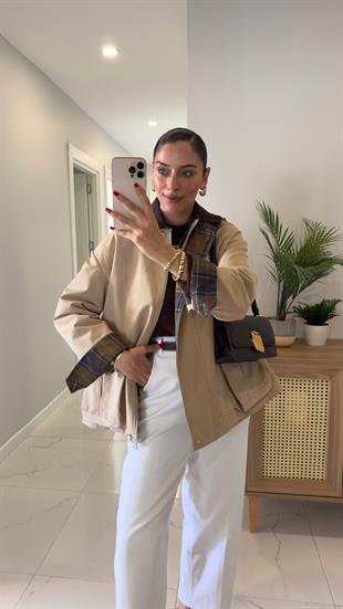 Virena Camel Kadife Yaka Cepli Ceket