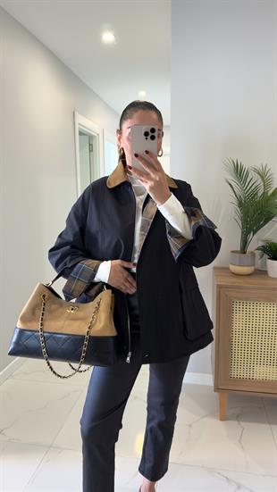 Virena Siyah Kadife Yaka Cepli Ceket