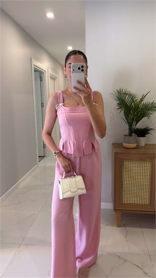 Voks Pembe Bluz Pantolon Takım
