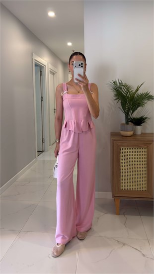 Voks Pembe Bluz Pantolon Takım