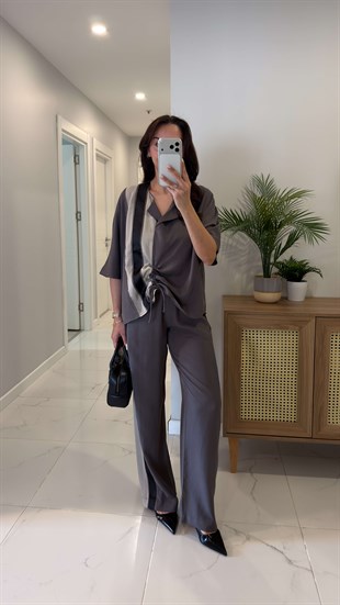 Vollida Vizon Ayarlanabilir Büzgülü Colorblock Takım