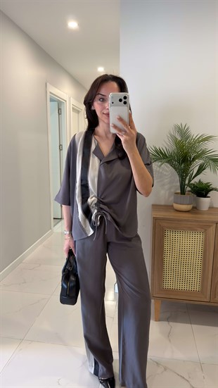 Vollida Vizon Ayarlanabilir Büzgülü Colorblock Takım
