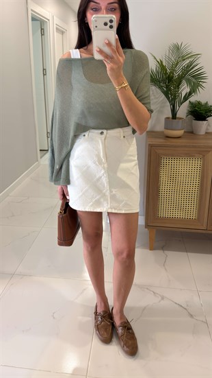 Wenda Beyaz Lazerli Etek