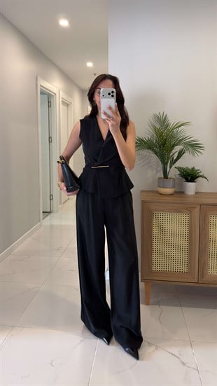 Wensy Siyah Gold Toka Detaylı Tulum