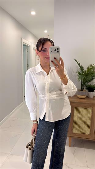 Werra Ekru Drape Detaylı Gömlek