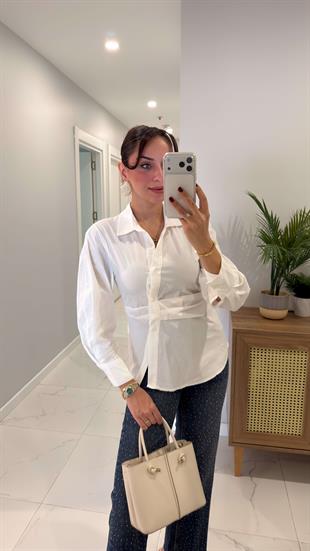 Werra Ekru Drape Detaylı Gömlek