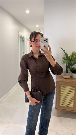 Werra Kahve Drape Detaylı Gömlek