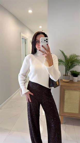 Wersaj Krem Kolları Yırtmaçlı Triko