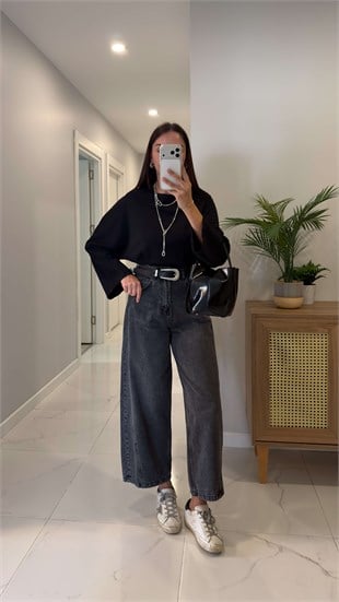 Widoste Antrasit Barrel Jean