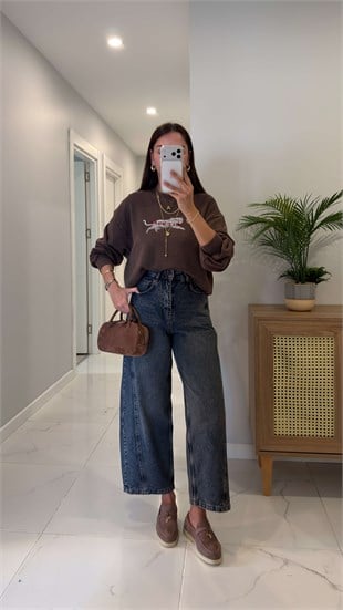 Widoste Mavi Eskitme Tint Barrel Jean