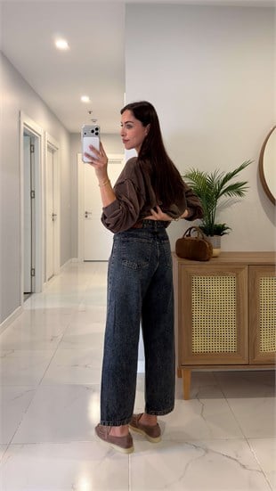 Widoste Mavi Eskitme Tint Barrel Jean