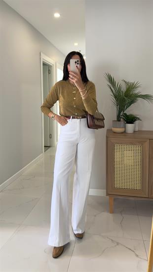 Winda Beyaz Geniş Paça Jean