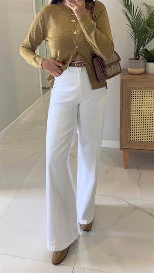 Winda Beyaz Geniş Paça Jean