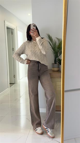 Winda Gri Tint Geniş Paça Jean