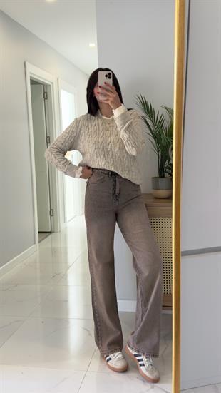 Winda Gri Tint Geniş Paça Jean