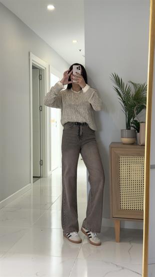 Winda Gri Tint Geniş Paça Jean