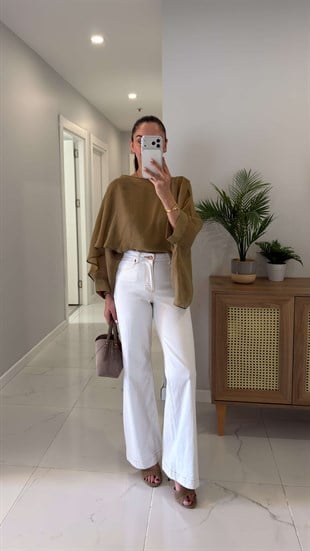 Wiol Beyaz Wıde Leg Jean