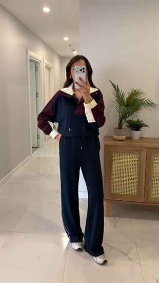 Wiossa Lacivert Bordo Garnili Modal Takım