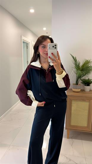 Wiossa Lacivert Bordo Garnili Modal Takım