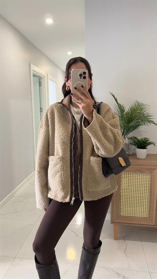 Wost Bej Biyeli Peluş Mont