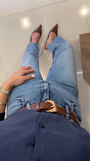 Yelta Mavi Ekstra Yüksek Bel Kesik Paça Jean