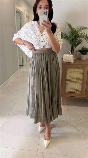 Yerlana Haki Kraşlı Etek