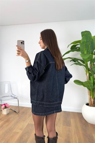 Yesnan Dark Blue Denim Ceket