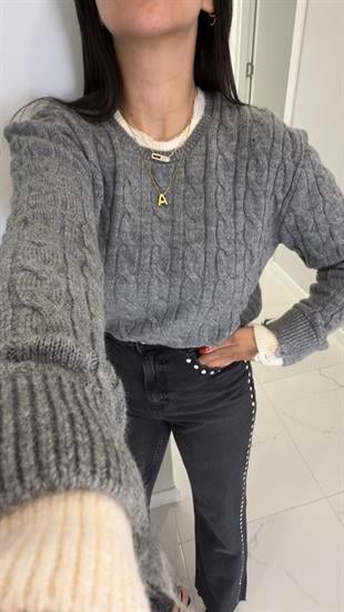 Yonsa Gri Krem Örgü Triko