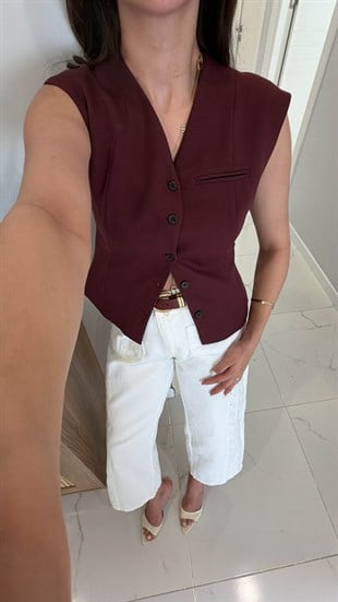Yossle Bordo Astarlı Yelek