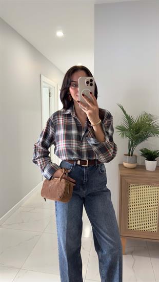 Yuga Antrasit Bej Oduncu Gömlek