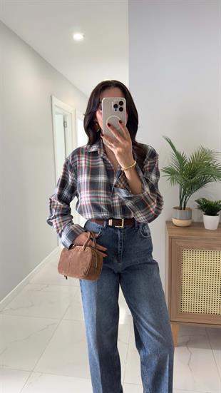 Yuga Antrasit Bej Oduncu Gömlek