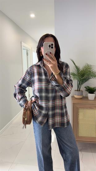 Yuga Antrasit Bej Oduncu Gömlek