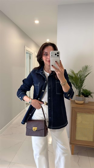 Yuyse Koyu İndigo Cep Detaylı Gömlek