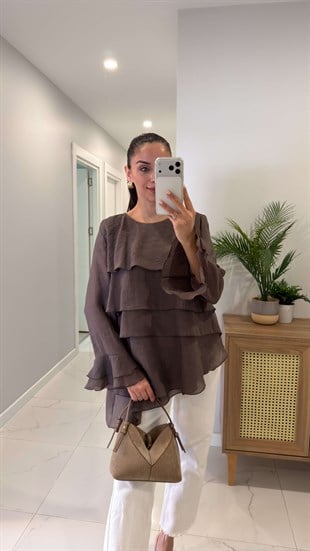 Ziolla Kahve Volanlı Bluz