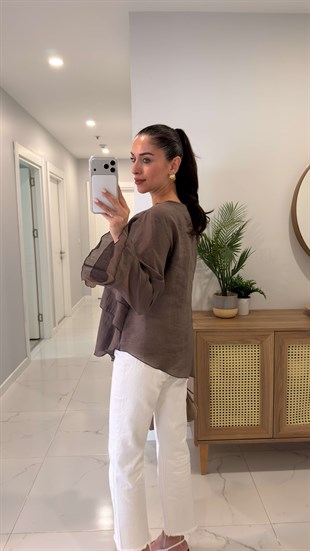 Ziolla Kahve Volanlı Bluz