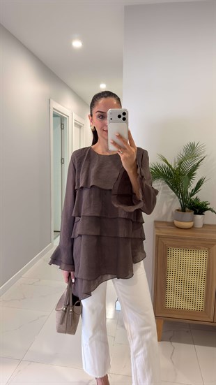 Ziolla Kahve Volanlı Bluz