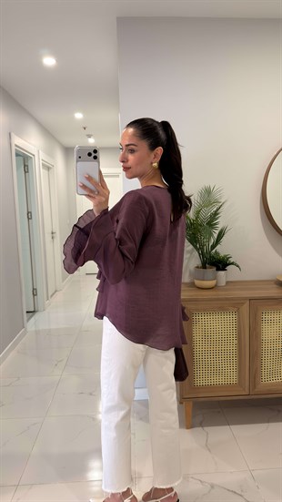 Ziolla Mürdüm Volanlı Bluz