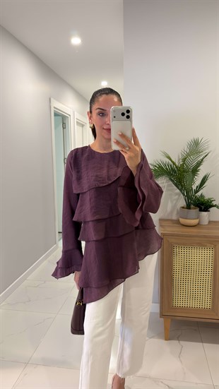 Ziolla Mürdüm Volanlı Bluz