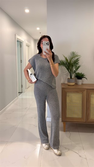 Zirassa Gri Triko Pantolon Takım