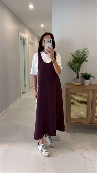 Zolix Bordo Elbise Tişört İkili Takım