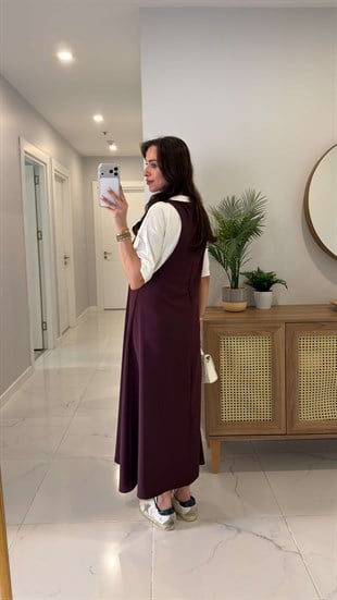 Zolix Bordo Elbise Tişört İkili Takım