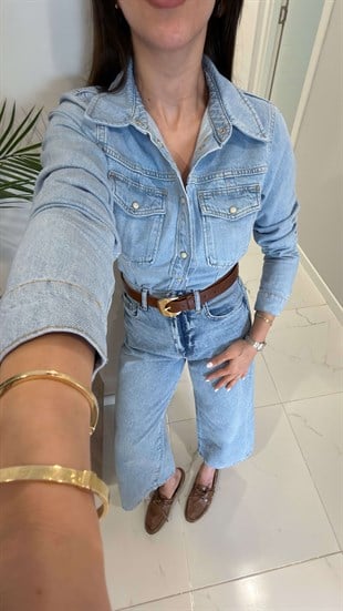 ZR Chosry Buz Mavi Cep Detaylı Denim Gömlek