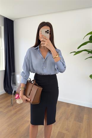 ZR Fierta Bebe Mavi Saten Gömlek