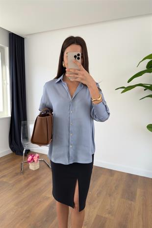 ZR Fierta Bebe Mavi Saten Gömlek